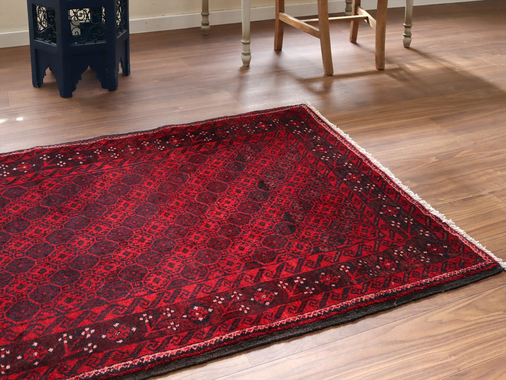 部族絨毯　トライバルラグ178×97cm 連続する幾何学模様　バルーチ