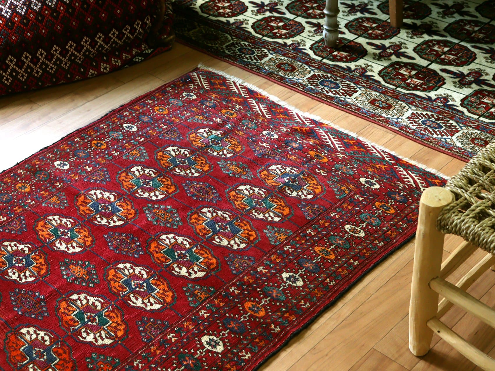 手織り絨毯 トルクメン族118×81cm レッド