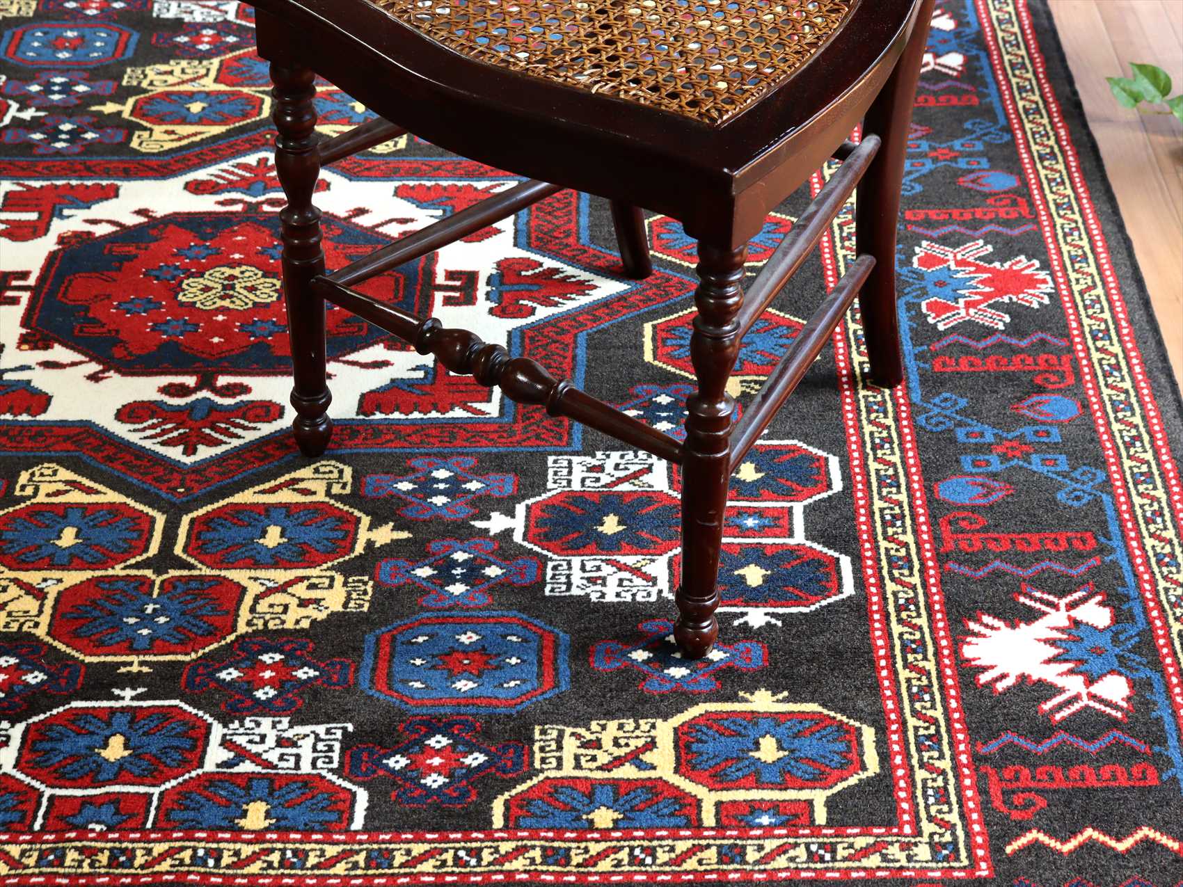 トルコの手織りのじゅうたん・ウール100%の新しいカーペット・ラグ/コンヤ・アンティーク・リプロダクション201×166cm 鳥と星/Turkish  Handweaven Carpet