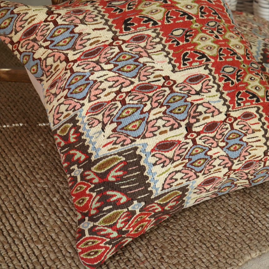 クッションカバー 50cmサイズ キリム ウール Turkish Kilim Cushion セネ 細かなモチーフ