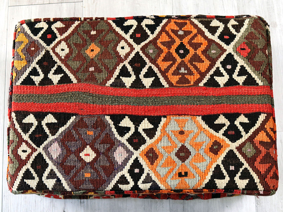 オールドキリムプフ・レクタングル Old Kilim Pouf Rectangle・プフクッション・オットマンプフ・カルス【中綿別売り】